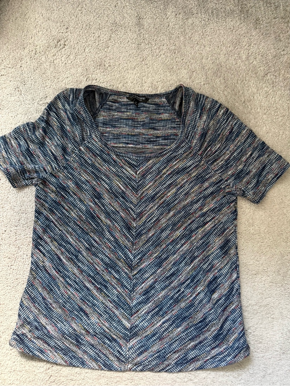 Liverpool Blue Multi V-Neck Short Sleeve Top